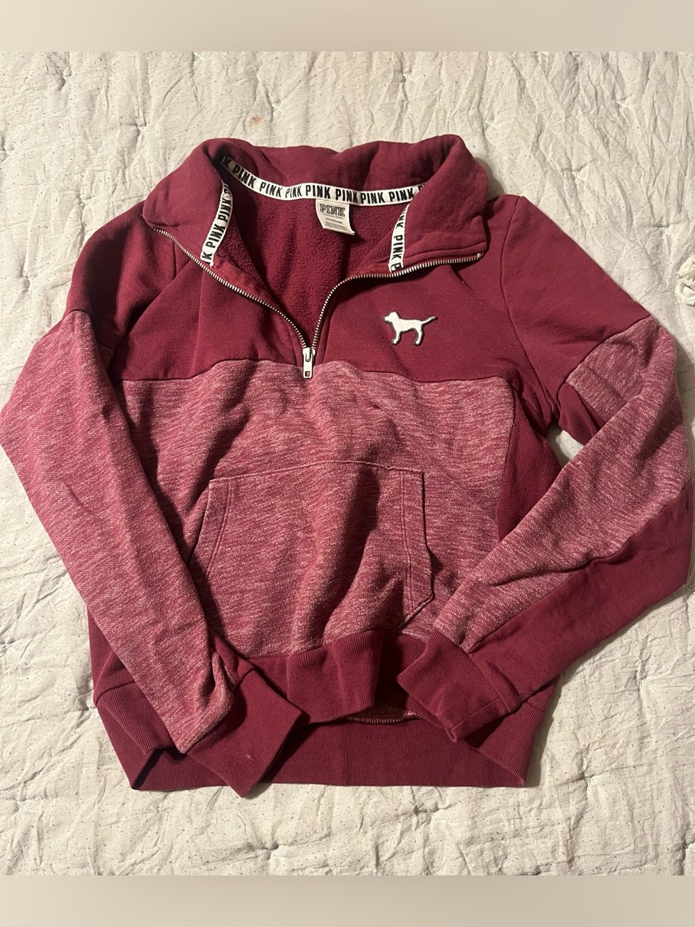 Victoria's Secret PINK Burgundy Zip-Up Sweater